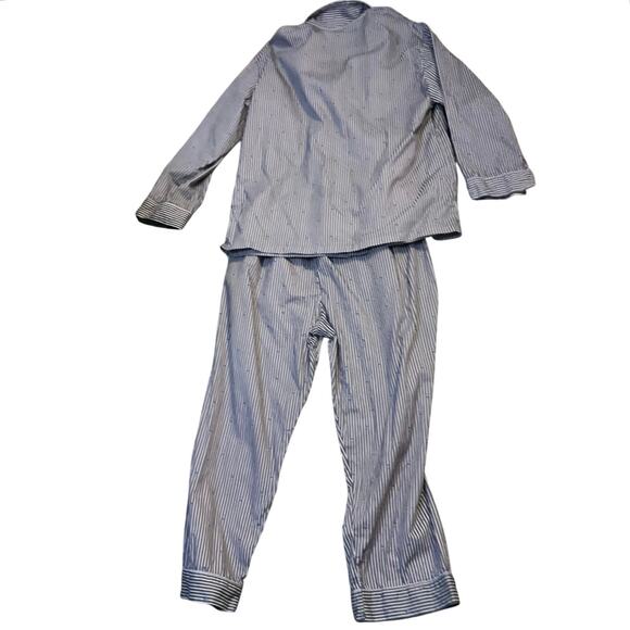 Petti Pranc Pajamas Set Size L Blue & White Stripe Button Front Top & Pants - Picture 3 of 15